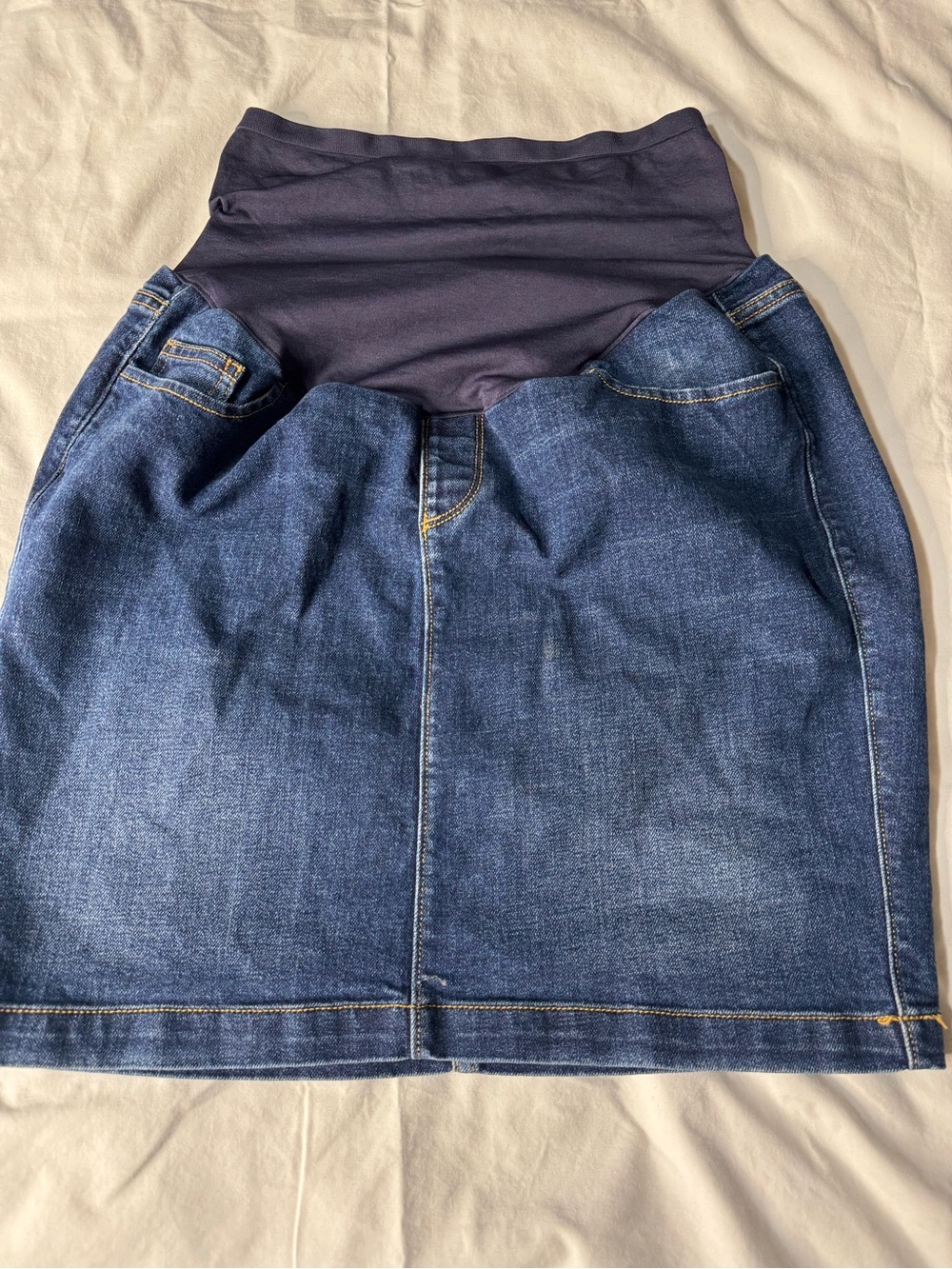 Old Navy Maternity Denim Pencil Skirt with Navy Overband Size 4